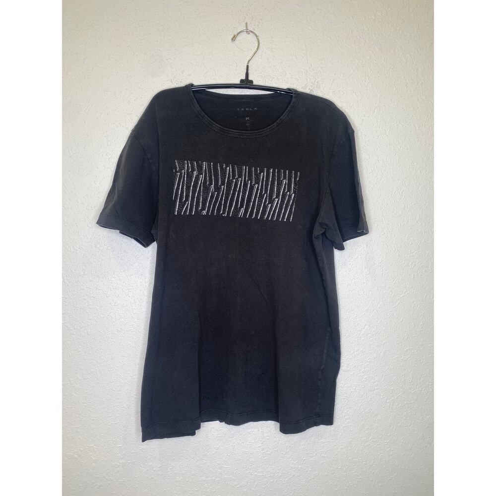 Tesla Battery Day Black Graphic T-Shirt Distressed Sz M Men’s Cotton Blend